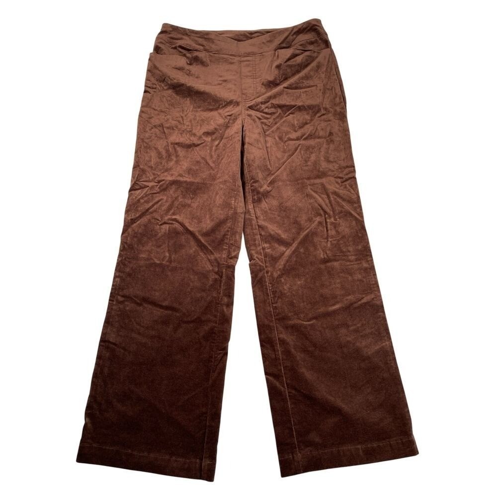 DG2 Diane Gilman Pants 14P Brown Velvet Pull-on High Rise‎ 28.5" Inseam Fall